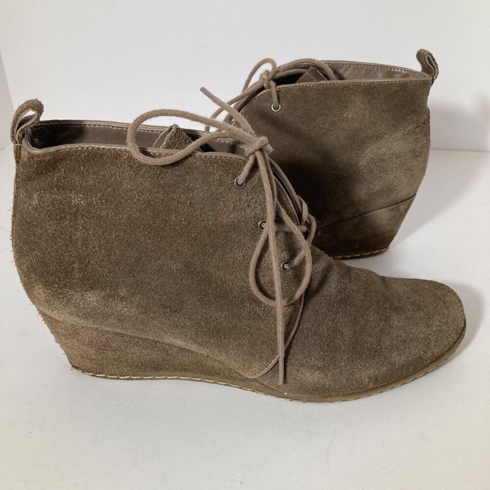 Womens Franco Sarto Brown Suede Wedge Tie Bootie 8